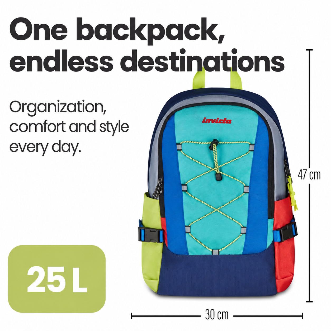 Invicta Act Plus Mochila Business 25L para Portátil 15,6", con Compartimento para Botella, Ideal para Trabajo, Universidad y Viajes, Unisex, Turquesa
