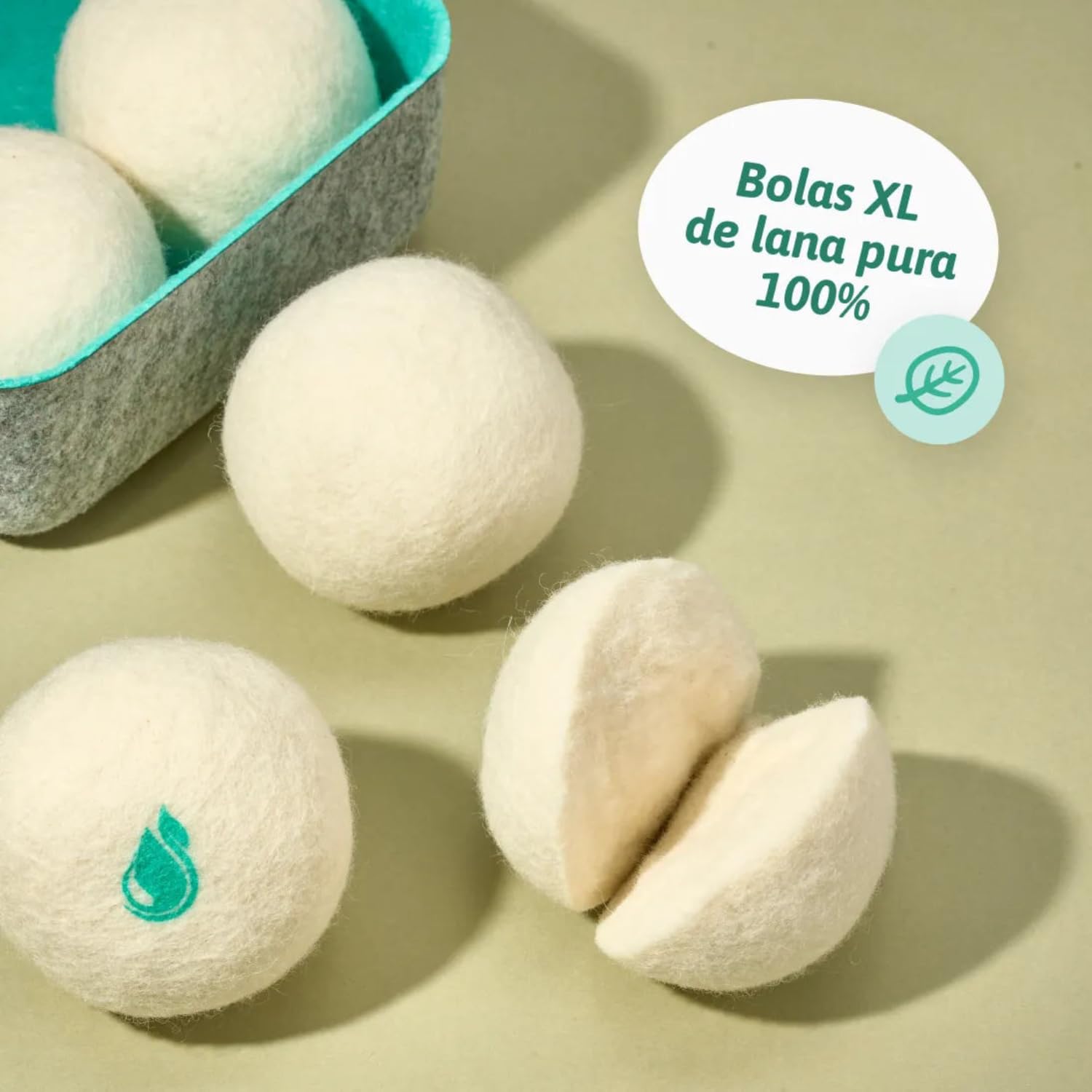 Natulim Bolas de Lana para Secadora 6 Pack XL - Suavizante de Tela Natural, Reutilizable, Reduce las Arrugas de la Ropa y Ahorra Tiempo de Secado - Solución Ecológica, Libre de Plástico, Cruelty-Free