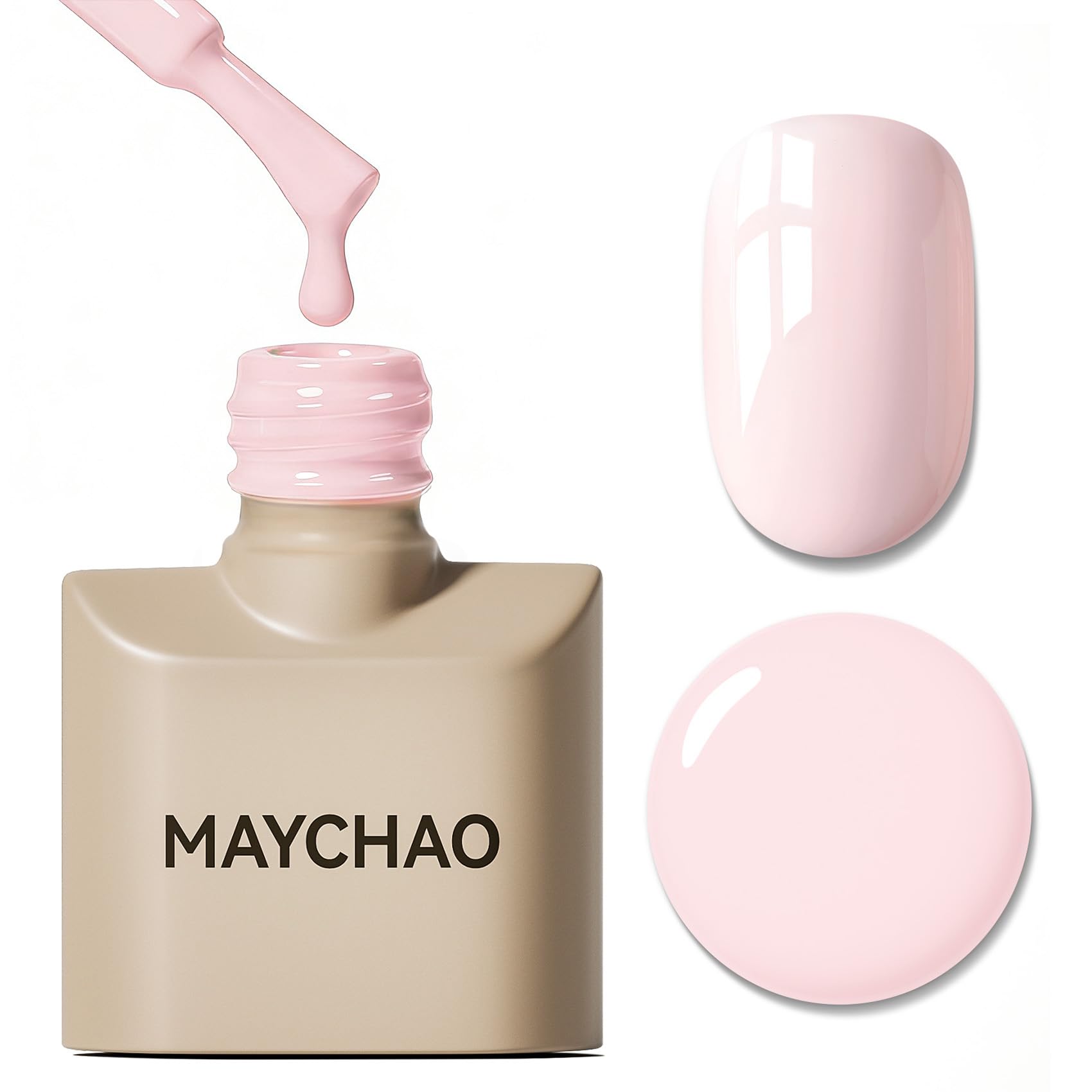 MAYCHAO 15ML Creamy Pink Gel Nail Polish 1Pc Pink Gel Polish Soak Off UV LED Nail Polish Nail Art Starter Manicure Salon DIY at Home, 0.5 OZ
