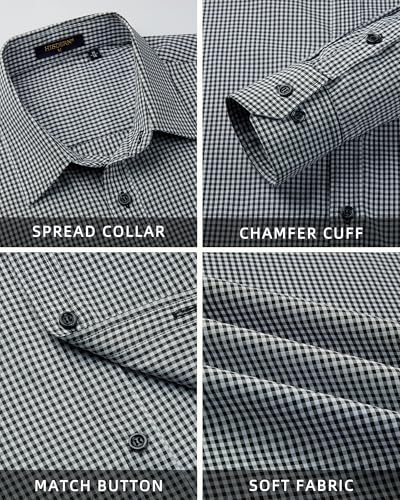 Image of HISDERN Mens Dress Shirt with Tie Pocket Square Set Classic Button Down Shirt Matching Tie Long Sleeve Shirts