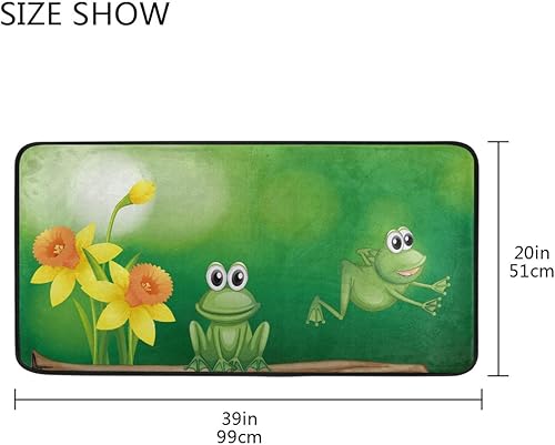 Miniatura 5 de Alfombras de cocina con diseño de dos ranas verdes, antideslizantes, suaves, alfombra de baño, alfombra para decoración del hogar, 39 x 20 pulgadas