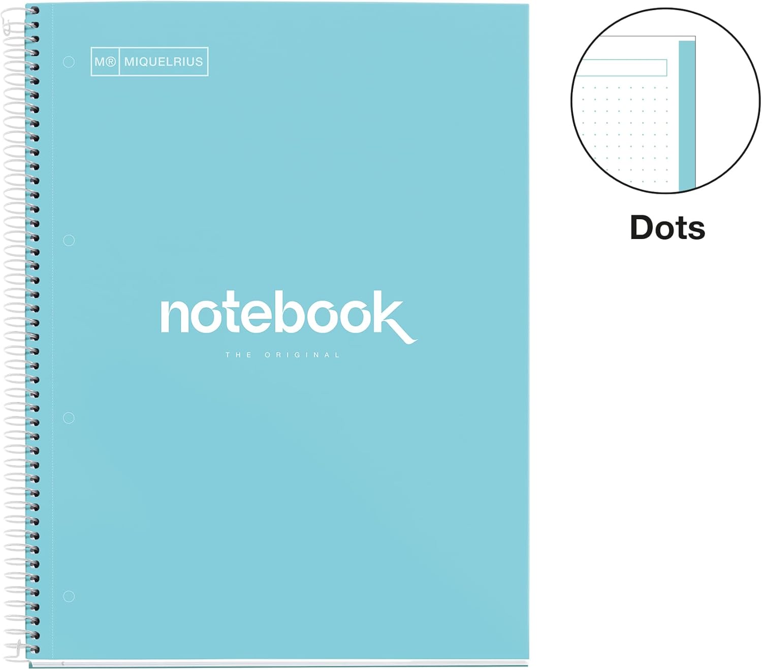 Miquelrius - Pack of 5 A4 Notebooks, Emotions Notebook, 80 Sheets 90gsm Dotted Notebook, Hardback and Spiral Cover Notebooks, 4 Holes for Filing, Ideal for Back to School