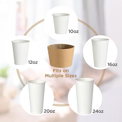 Miniatura 4 de Vplus Paquete de 200 fundas desechables para café, se adaptan a tazas de 10 a 24 onzas, marrón, papel, 200 unidades
