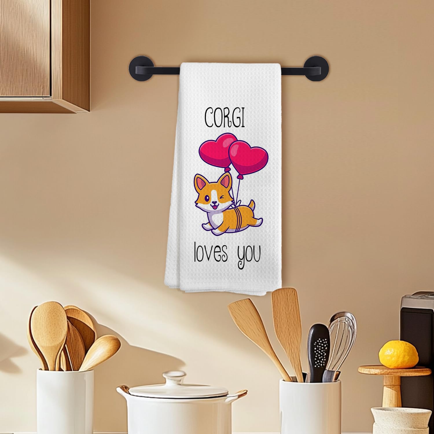 Cute Corgi Gifts Kitchen Towels, Corgi Dog Lovers Gifts Dish Towels for Kitchen, Dog Themed Gift Hand Tea Towel for Bathroom, 16x24 Inch