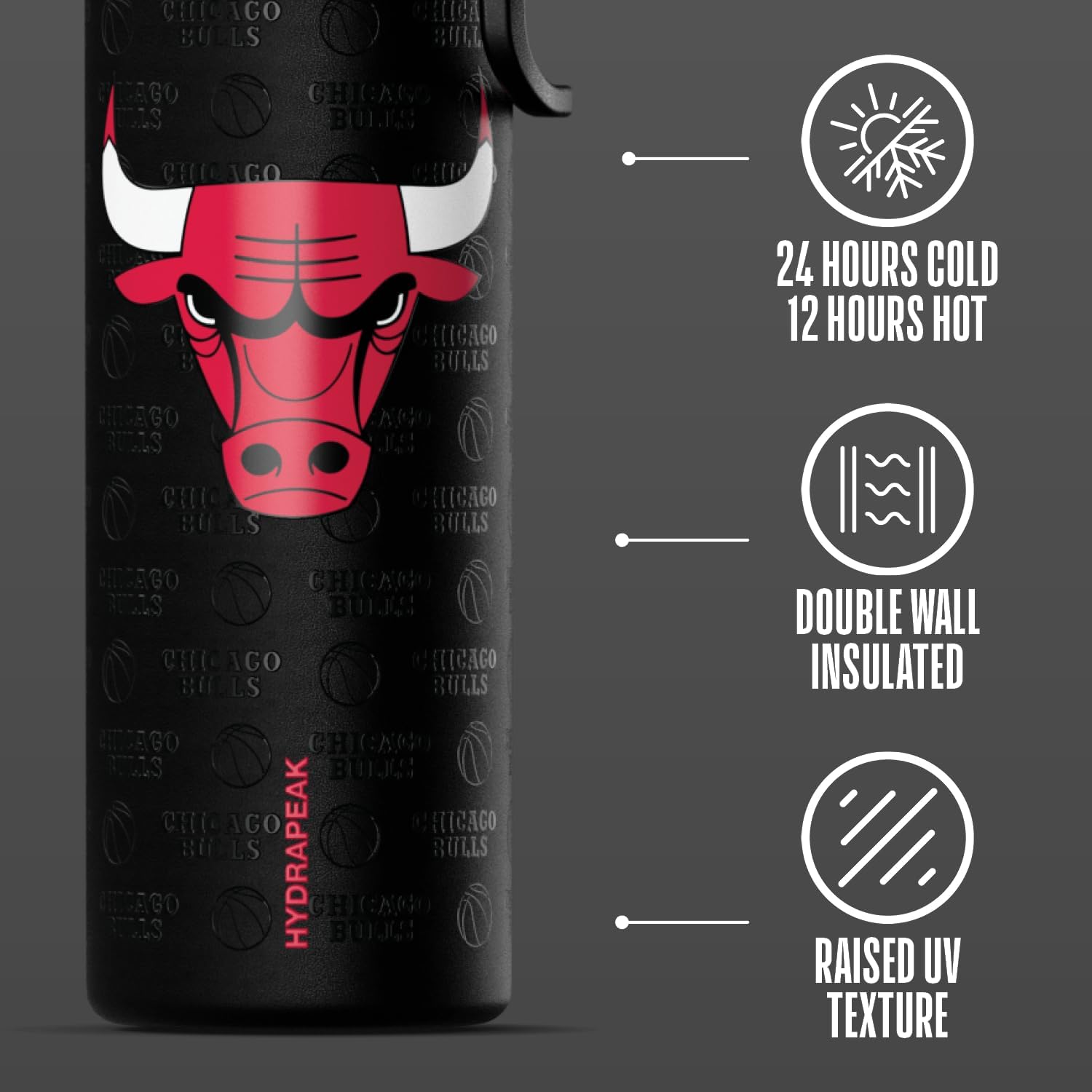 Hydrapeak x NBA Officially Licensed Chicago Bulls 26 oz Active Water Bottle with Chug Lid and Handle Reusable Stainless Steel Double Wall Insulated Sports Gift - Image 6