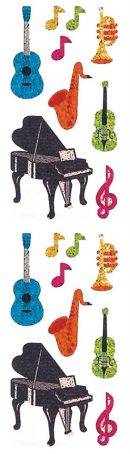 Jillson Roberts Prismatic Stickers, Musical Instruments, 12-Count (S7047)