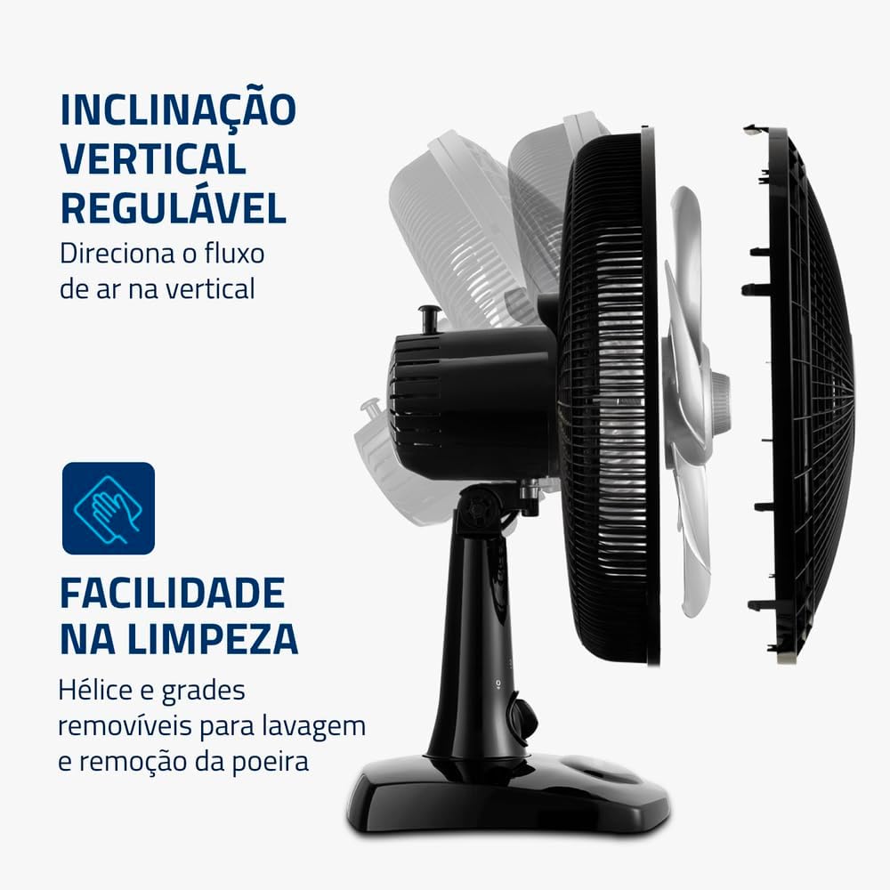 Imagem lateral do ventilador com fundo branco.