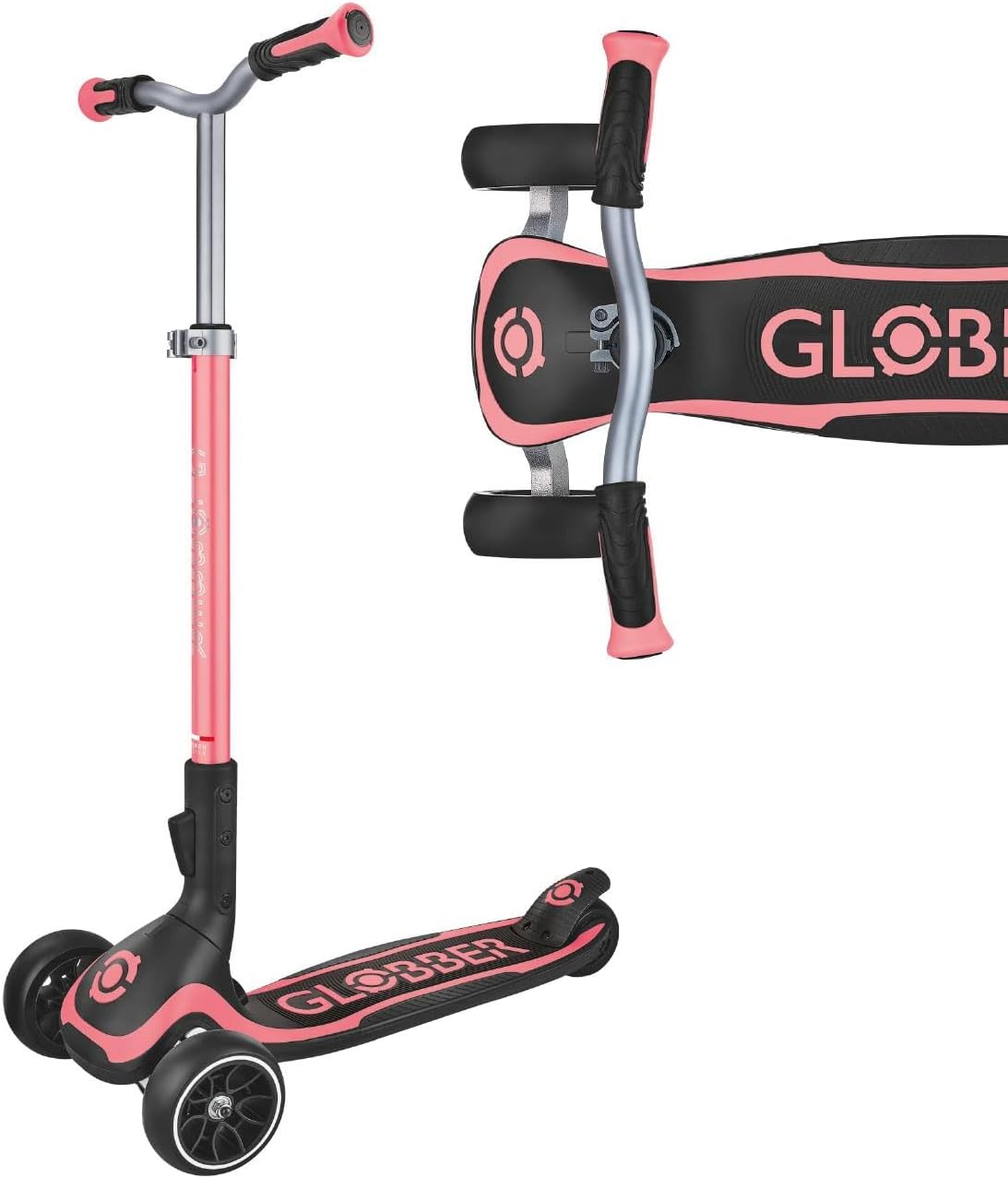 Globber Ultimum 3 Wheel Scooter with Patented Steering System, Adjustable Height, Robust, Extra Wide Deck and Wheels, Folding Scooter For Boys and Girls 5+ to Adult, Max User Weight 100kg