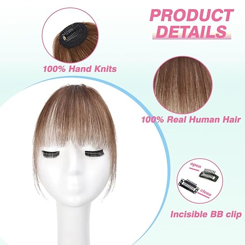 Miniatura 3 de Flequillo con clip, 100% cabello humano, extensiones de cabello con clip, flequillo con clip, extensiones de cabello con flequillo con sienes, para