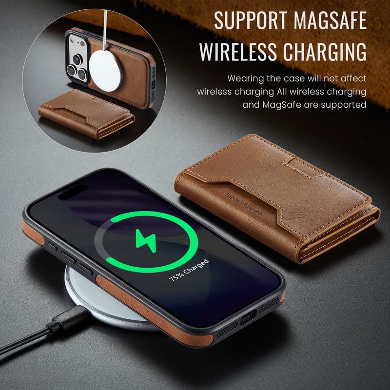Funda iPhone 17 Pro antichoque compatible con carga inalámbrica y tarjetero extraíble 4