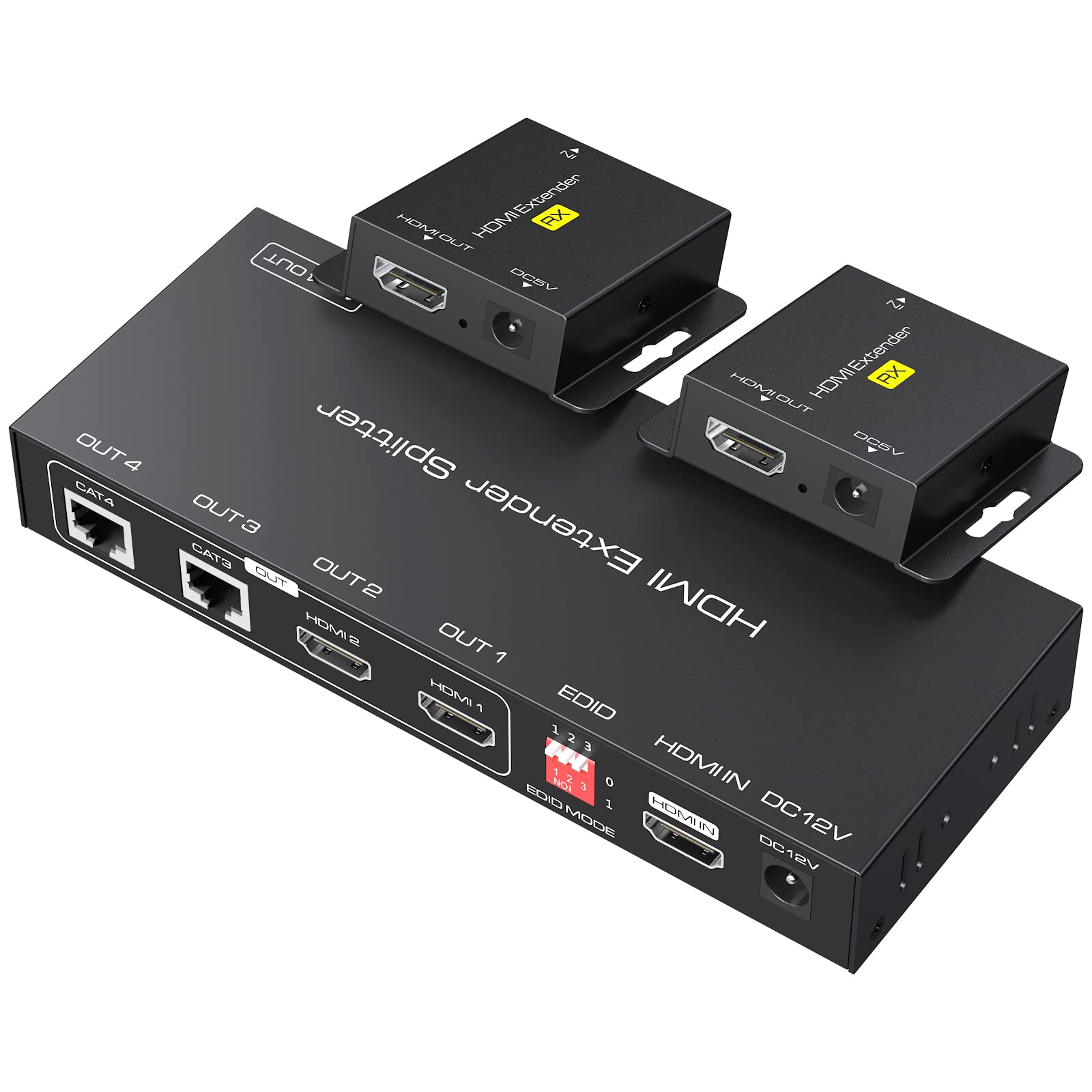 VPFET HDMI Extender Splitter su Cat5e 6 165ft 1 In 2 Out Transmission Aggiungi due loop HDMI Out Balun Ethernet Supporta 1080p HDCP EDID POC Un alimentatore per lavorare.