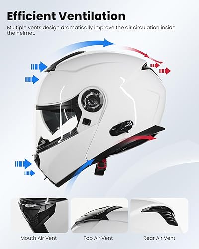 Miniatura 4 de ILM 159BT - Casco modular de motocicleta con Bluetooth, para 2-3 conductores, intercomunicador, cara completa, casco abatible DOT con máscara facial