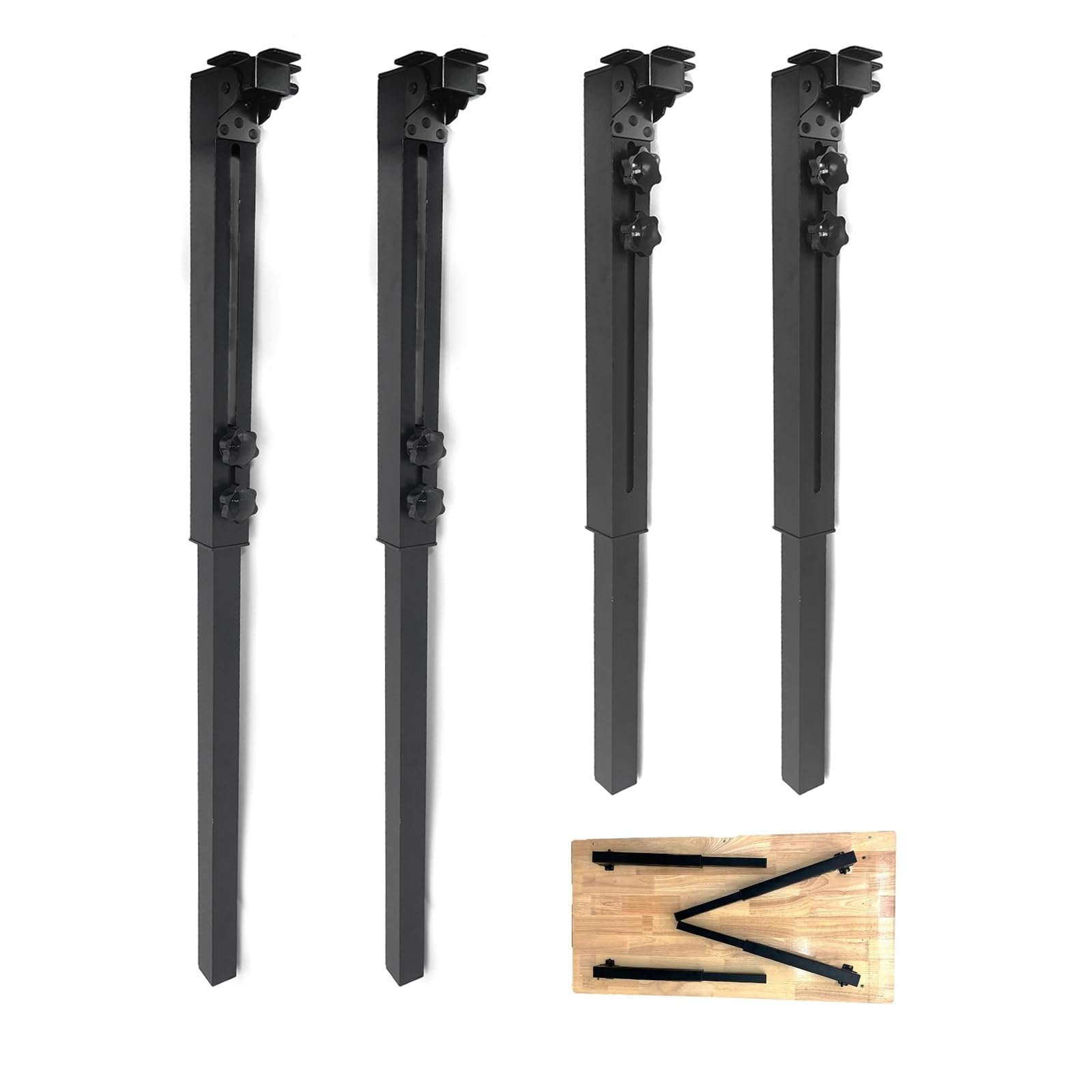 Photo 1 of Benbuoo Adjustable Height Table Legs Folding Tall Metal Desk Legs Heavy Duty Foldable Furniture Legs for Tabletops, Computer Table, Office Desk, DIY Desk, RV, Counter, Outdoor Set of 4