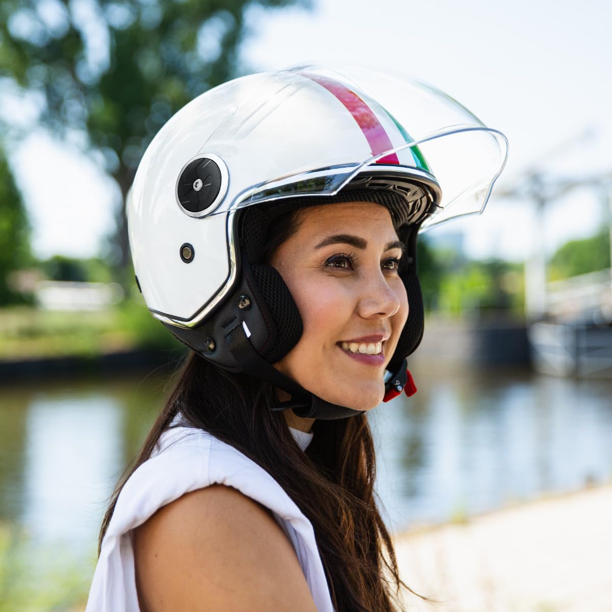 VINZ Neiva Casco Jet con Doble Visera | Casco Scooter & Moto & Ciclomotor | con Visera Solar & Bandera Italiana | ECE 22.06 Homologado | En Tamaño XS - XXL | para Hombre y Mujer