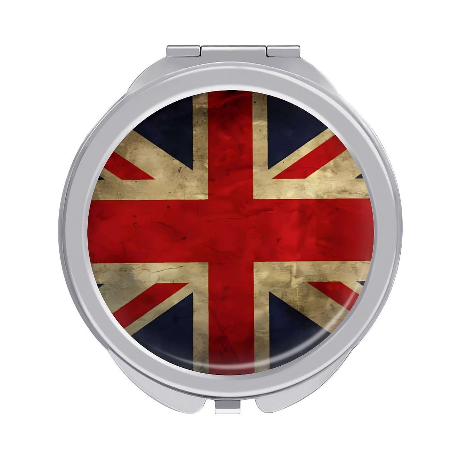 VstaDank British Flag Travel Makeup Mirrors Exquisite Double-Sided 2X/1X Magnifying Folding Pocket Mirror Portable Round Handheld Mirror Mini Compact Mirrors for Outdoor Home