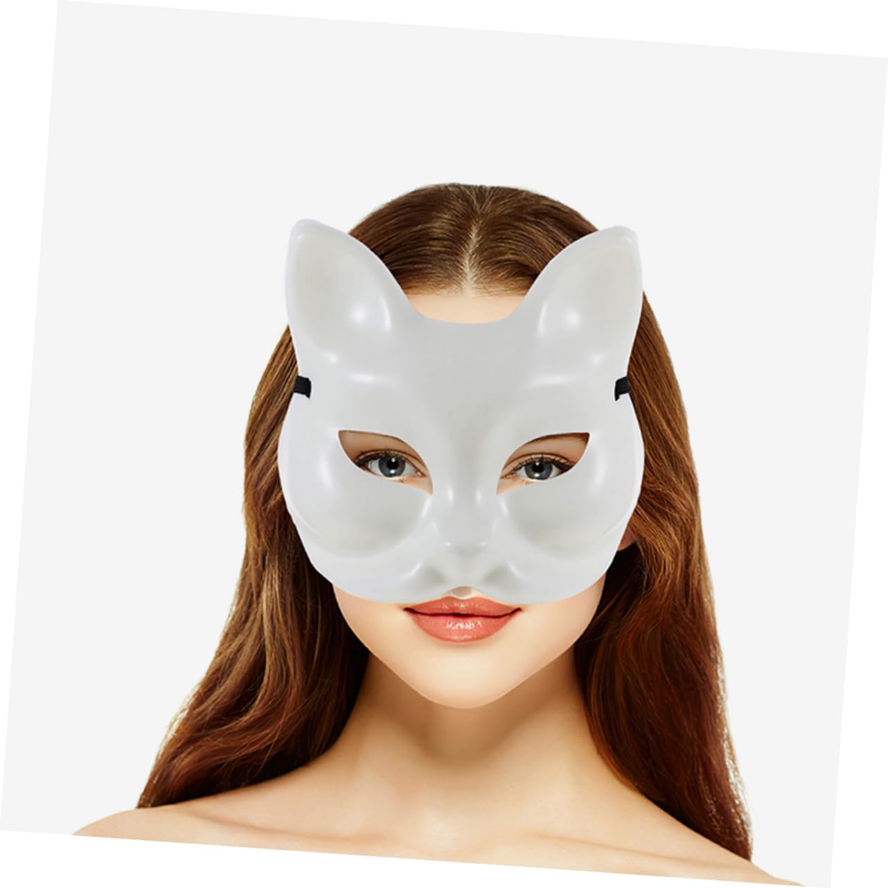 GARVALON Paintable Mask Blank Plastic Cosplay Mask for Creative Painting for Costume Parties and Craft Projects Unique Cat Design for Themed Events