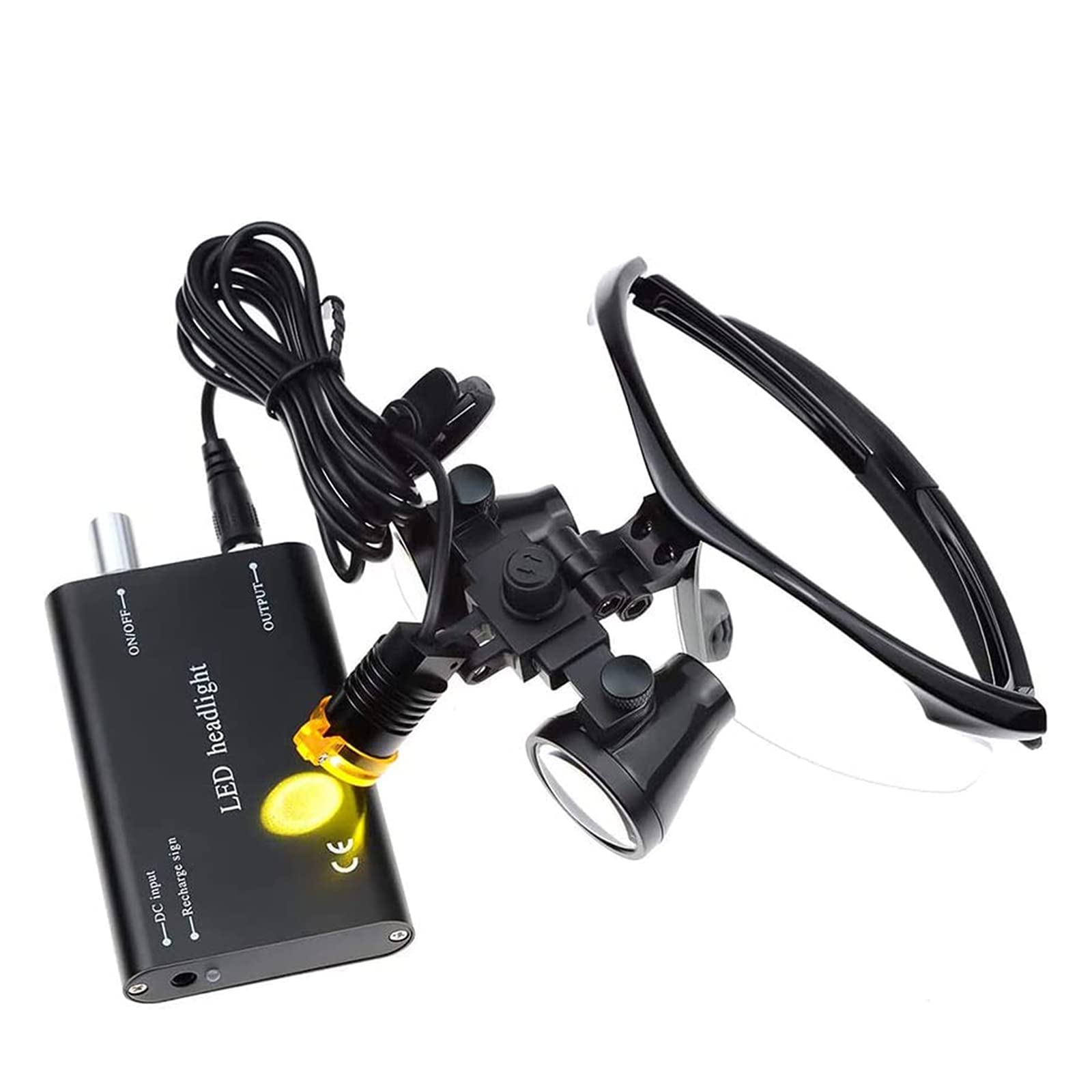 GaRcan Lupas dentales LED de 2,5/3,5X 5w, Lupa quirúrgica de Laboratorio médico, Lupa de Vidrio óptico Binocular con Faro Delantero (Negro 2,5X)