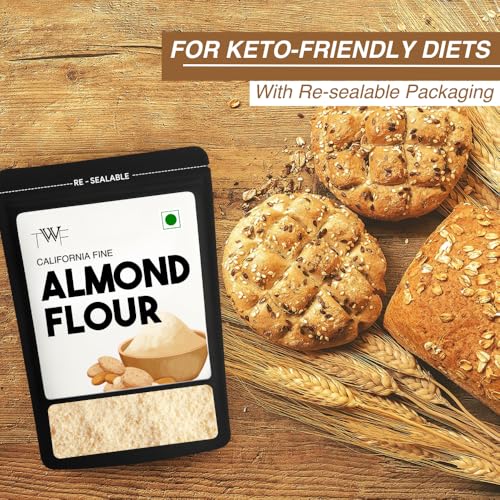 Image of TWF Almond Flour | 100% Keto-Friendly | Blanched | Gluten-Free | High Protein | With Resealable Packaging | For Baking Cakes, Breads & Rotis