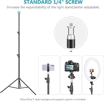 Neewer T-shaped background support set with 2.6m high adjustable tripod stand and 1.5m wide crossbar, 4 spring clamps and 1 carrying case for studio, photo, video, photo