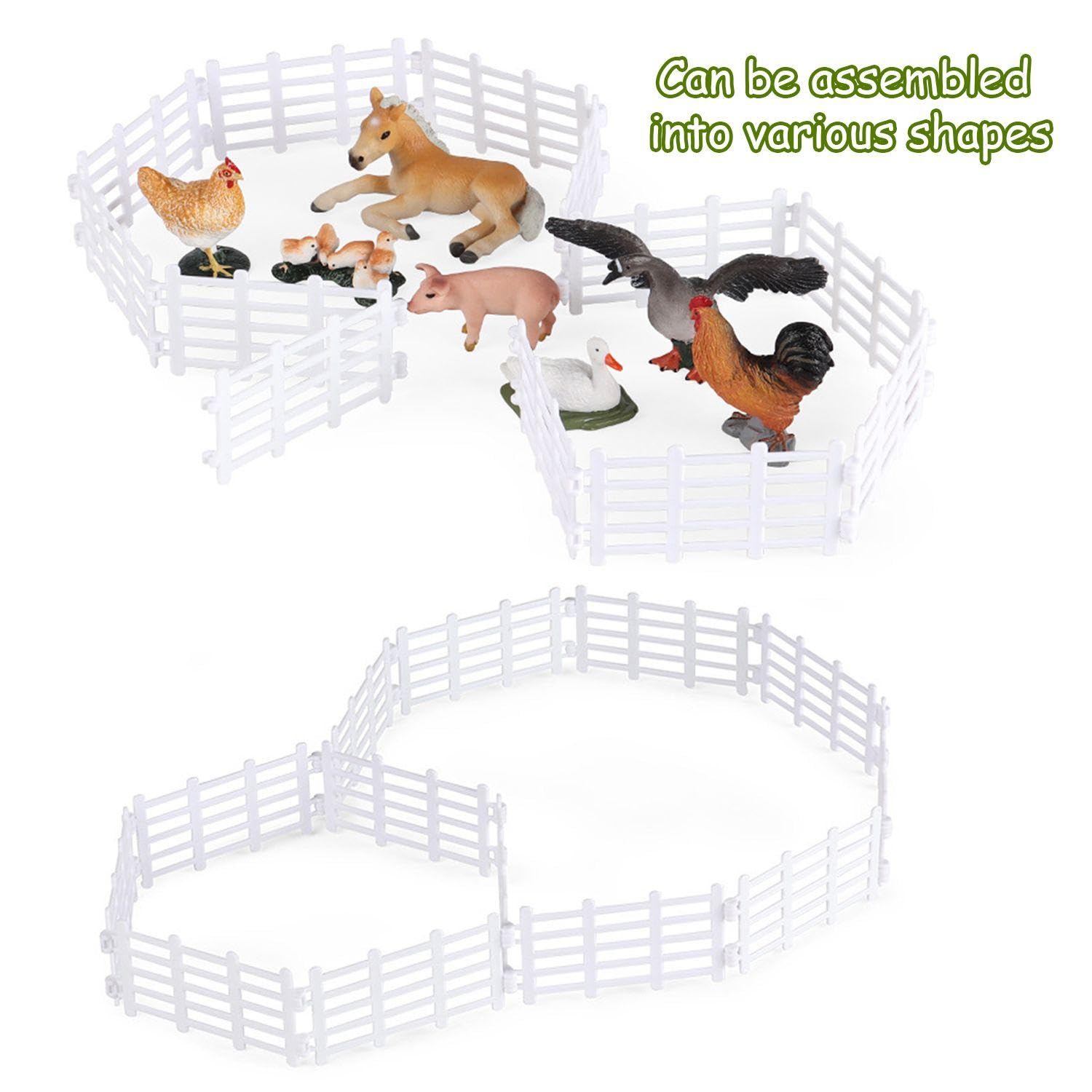 Mini Recinzioni da 60 Pezzi, Giocattoli Simulati per Recinzione Stabile, Decorazioni per Scene di Fattoria, Giocattoli Modello per Recinzione per Animali