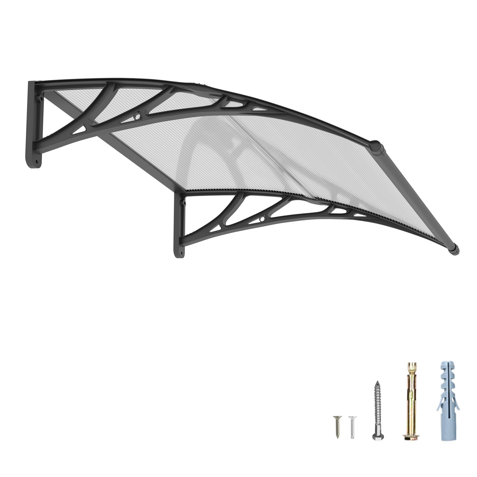 NEBAIKA 32 * 48'' Window and Door Awning Exterior, UV/Rain/Snow/Sunlight Protection Sheet, UPF 50+ Polycarbonate Overhang Canopy, House Overdoor