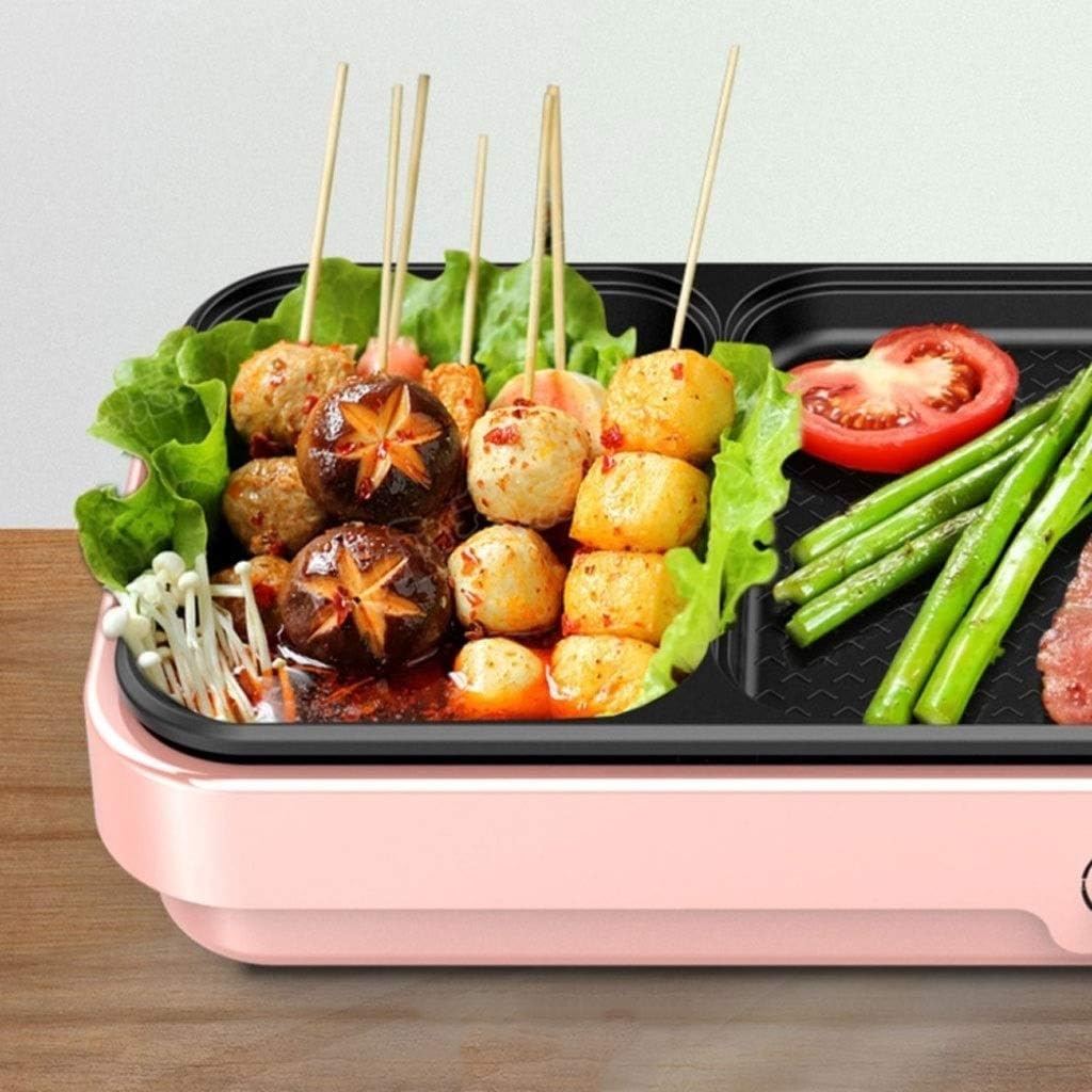 Barbecue Hot Pot, Non-stick Coating Surface, with Glass Lid Multi-function Electric Baking Pan