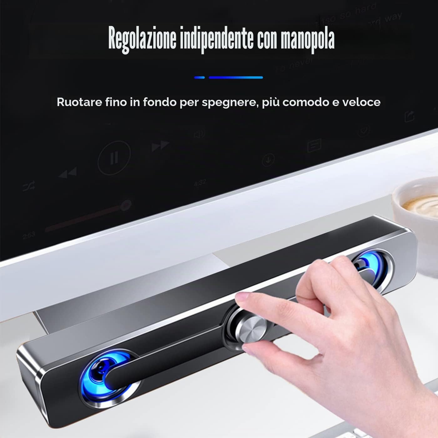 Soundbar per PC/Laptop,Casse PC,Altoparlante da Gioco Con Fantastiche Luci LED,Alimentazione USB, Jack da 3,5 mm, Altoparlanti PC per Computer, Mobile, Tablet,laptop
