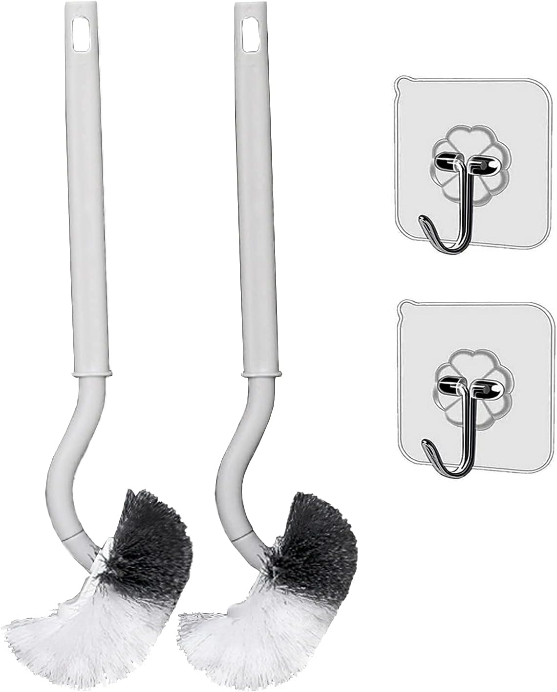 Amazon.com: Toilet Brush, Curved Toilet Bowl Brush with Hooks for Bathroom - Compact, Sturdy ...