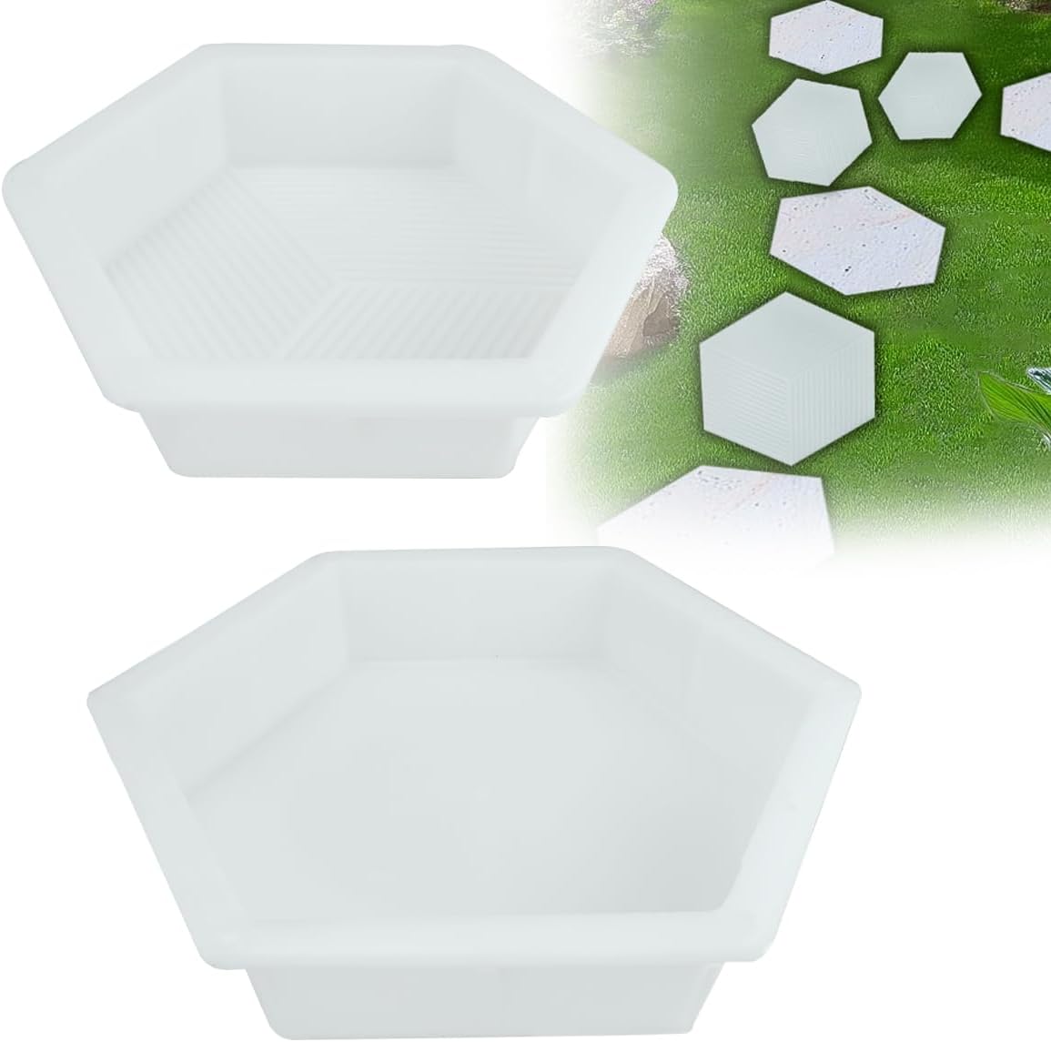 Hexagon Stepping Stone Molds 2 Size Reusable Cement Molds for Concrete Plastic Concrete Moulds
