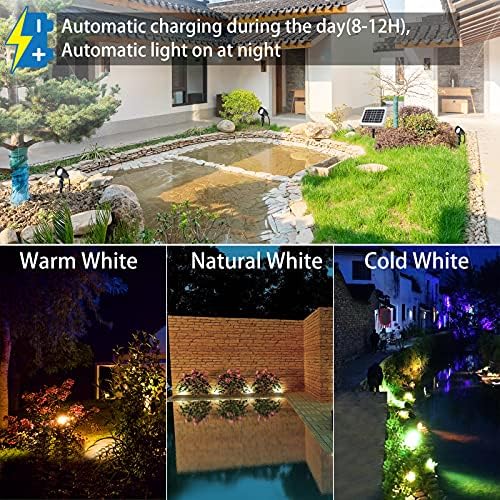 CLV Solar Spotlights Outdoor Garden, Solar Powered Garden Light 3 in 1 Solar Landscape Spotlights IP66 Waterproof Solar Spike Light for Garden, Lawn, Patio, Solar Garden Floodlight 2700K/4000K/6000K