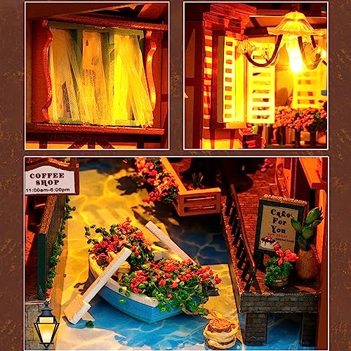 SUNDEER DIY Book Nook Kit, Wooden Book Nook Dollhouse Kit, Diy Miniature House Kit, 3D Miniature kit Decorative Bookcase - Image 2