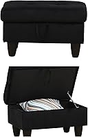 Vista 6 de Sofá seccional en forma de L con diván y otomana de almacenamiento, sofá modular convertible de 3 piezas para juegos de muebles de sala y Negro