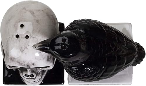 Miniatura 3 de Pacific Giftware Quoth The Raven - Juego de salero y pimentero de cerámica para Halloween