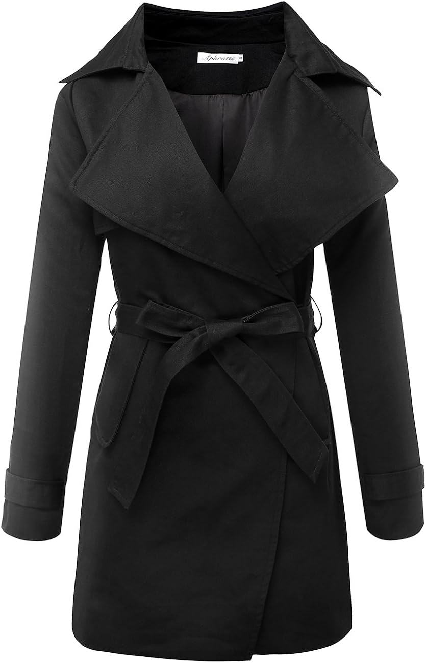 Aphratti Women's Elegant Open Front Outwear Wrap Trench