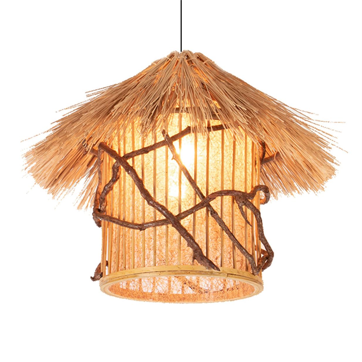 SHUANGZ Natural Rattan Pendant Lighting Hand Woven Wicker Shade, Boho Nursery Lighting Modern Farmhouse Chandelier Dome Wicker Light Fixtures for Hallway Bedroom Kitchen Entryways 1-Pack