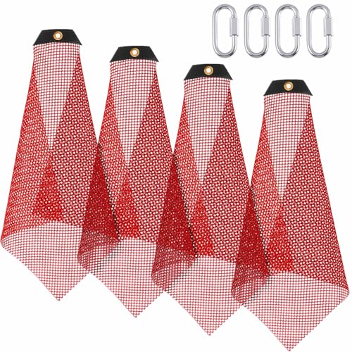 SmoothNovelty 4 Sets Safety Warning Flag Red Mesh Safety Flag with Quick Link 18