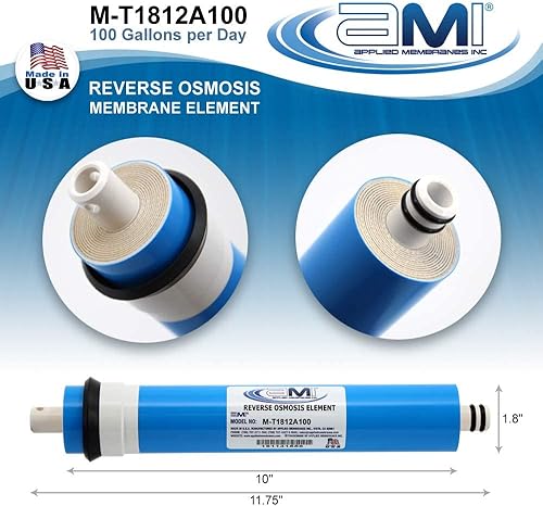Miniatura 9 de APPLIED MEMBRANES INC. Membrana de ósmosis inversa 18 GPD  Reemplazo del filtro de agua de membrana RO para sistema de filtración de agua de ósmosis