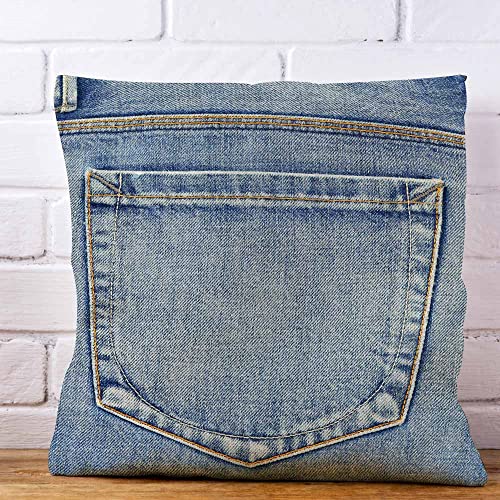 Ibiliu Throw Pillow Covers Blue Country Empty Back Pocket Of Jeans Denim Western Cushion Pillow Case Home Decor Pillowcase 18X18 Inches #TOP2