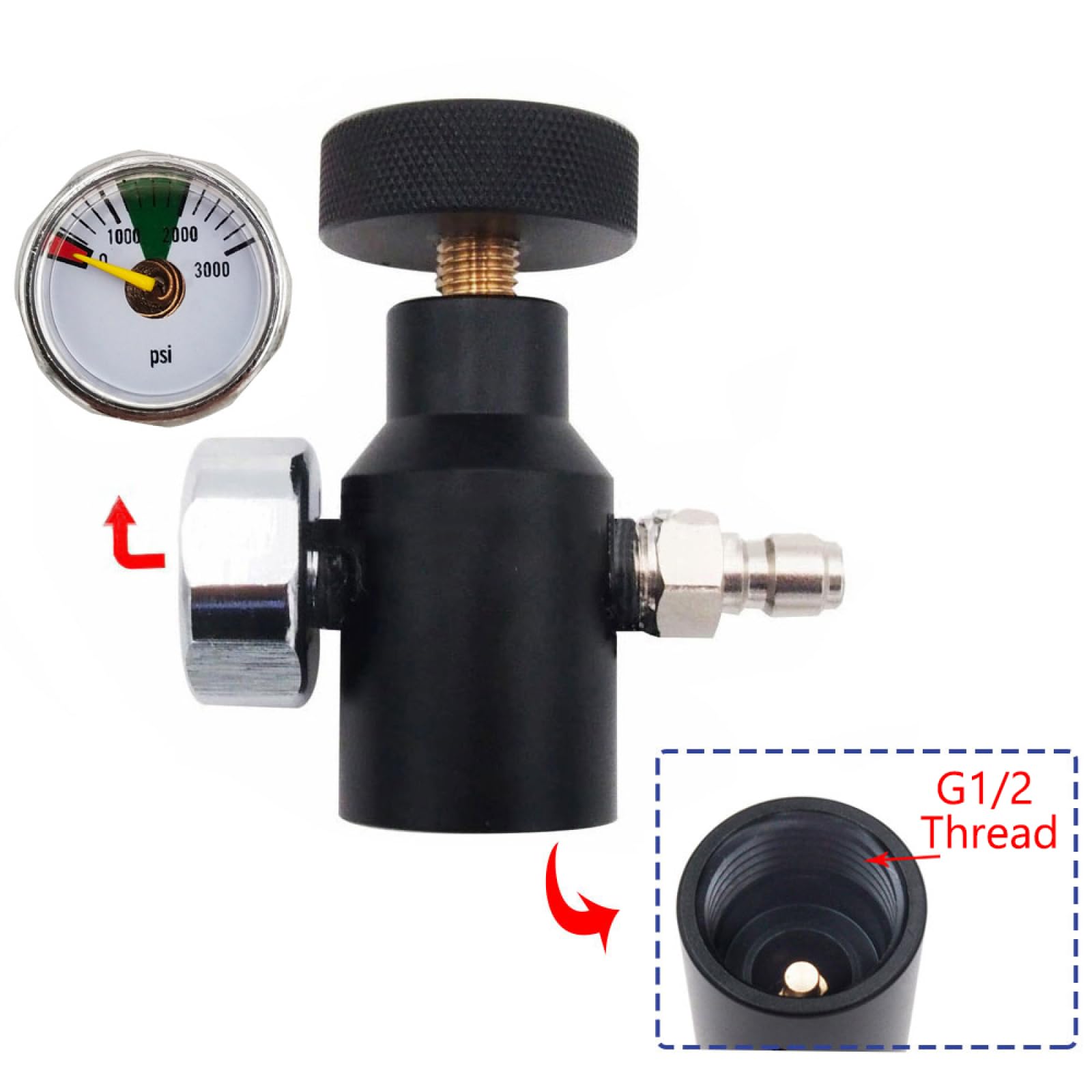 SEIWEI Co2-Tankadapter mit 3000/5000PSI-Messgerät, Druckluft-Füllstation, Fernschalter, Schnellaufblasanschluss für die meisten Zylinder