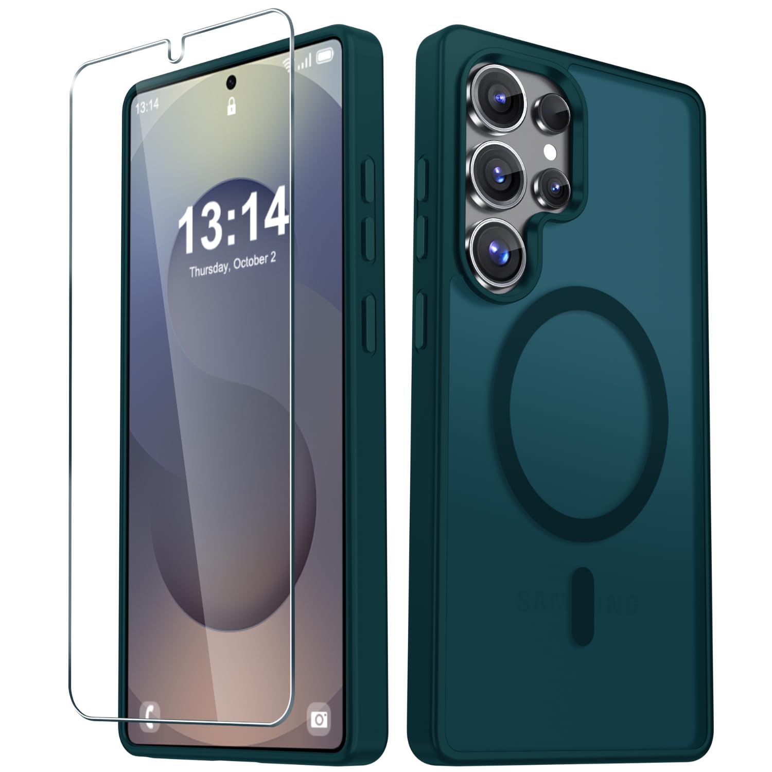 for Samsung Galaxy S25 Ultra Case, Matte Magnetic Phone Cover, Blue | Fit for MagSafe, Screen Protector included, Shockproof Military Grade Protection, Translucent Frosted Back