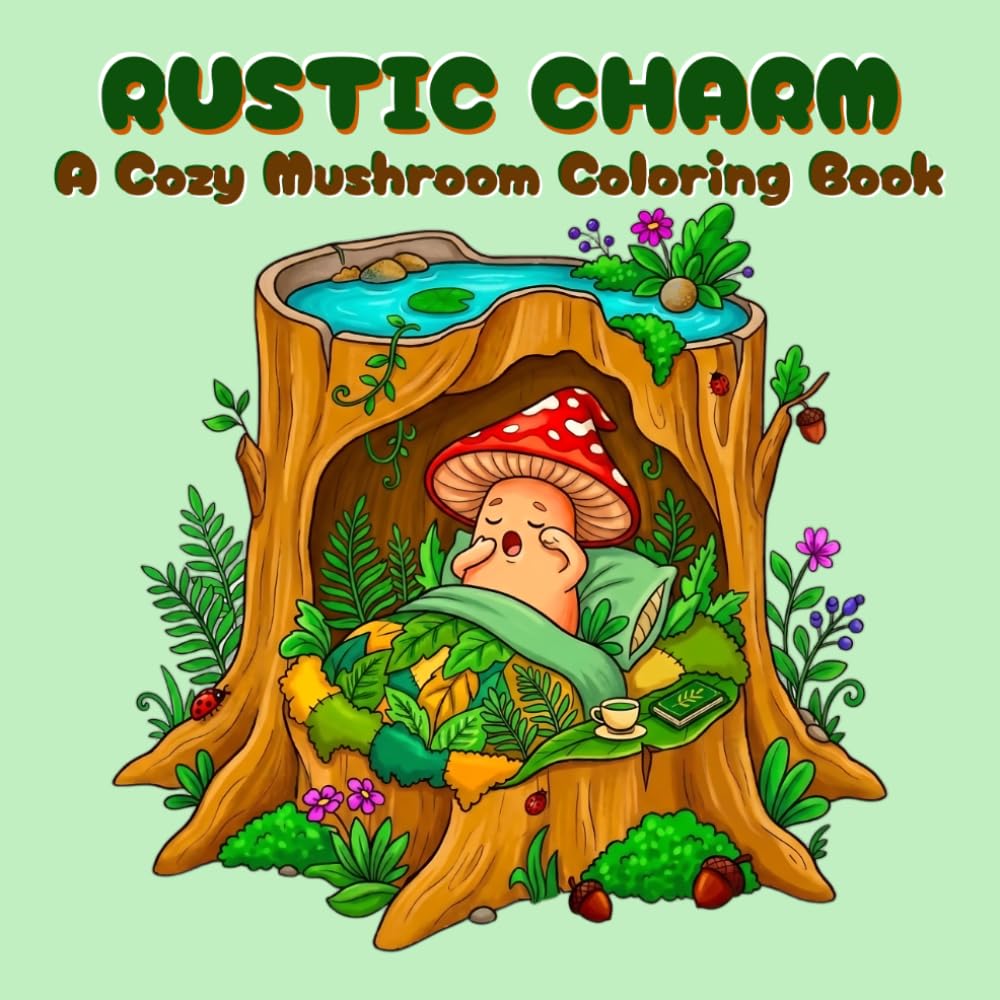 Cozy Mushroom Coloring Book: Rustic Charm in Cottagecore Aesthetic for Stress Relief, Mindfulness, and Creative Downtime (Cozy Mushroom & Friends Collection)