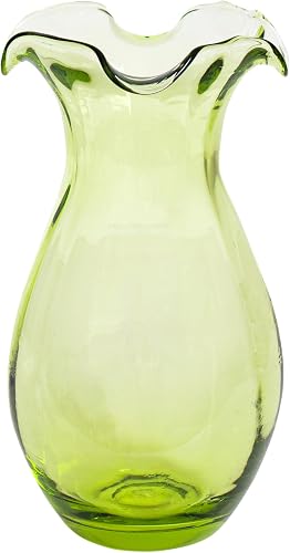 Hibiscus Glass Green Vertical Fluted Small Vase