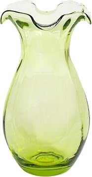 Hibiscus Glass Green Vertical Fluted Small Vase