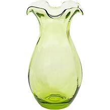 Hibiscus Glass Green Vertical Fluted Small Vase