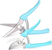 Jkrycyf 2 Pack Pruning Shears - Stainless Steel Bypass & Straight Blades, Ergonomic Grip, Spring-Loaded, Safety Lock for Gardening & Fruit Picking