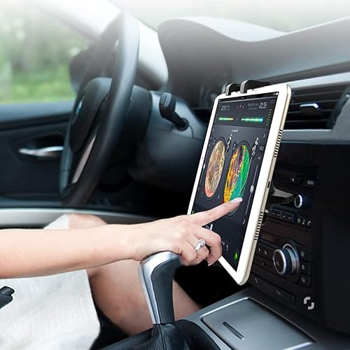 Miniatura 6 de woleyi Soporte para tablet con ranura para CD, soporte para iPad y reproductor de CD, soporte ajustable para tableta para automóvil, compatible con