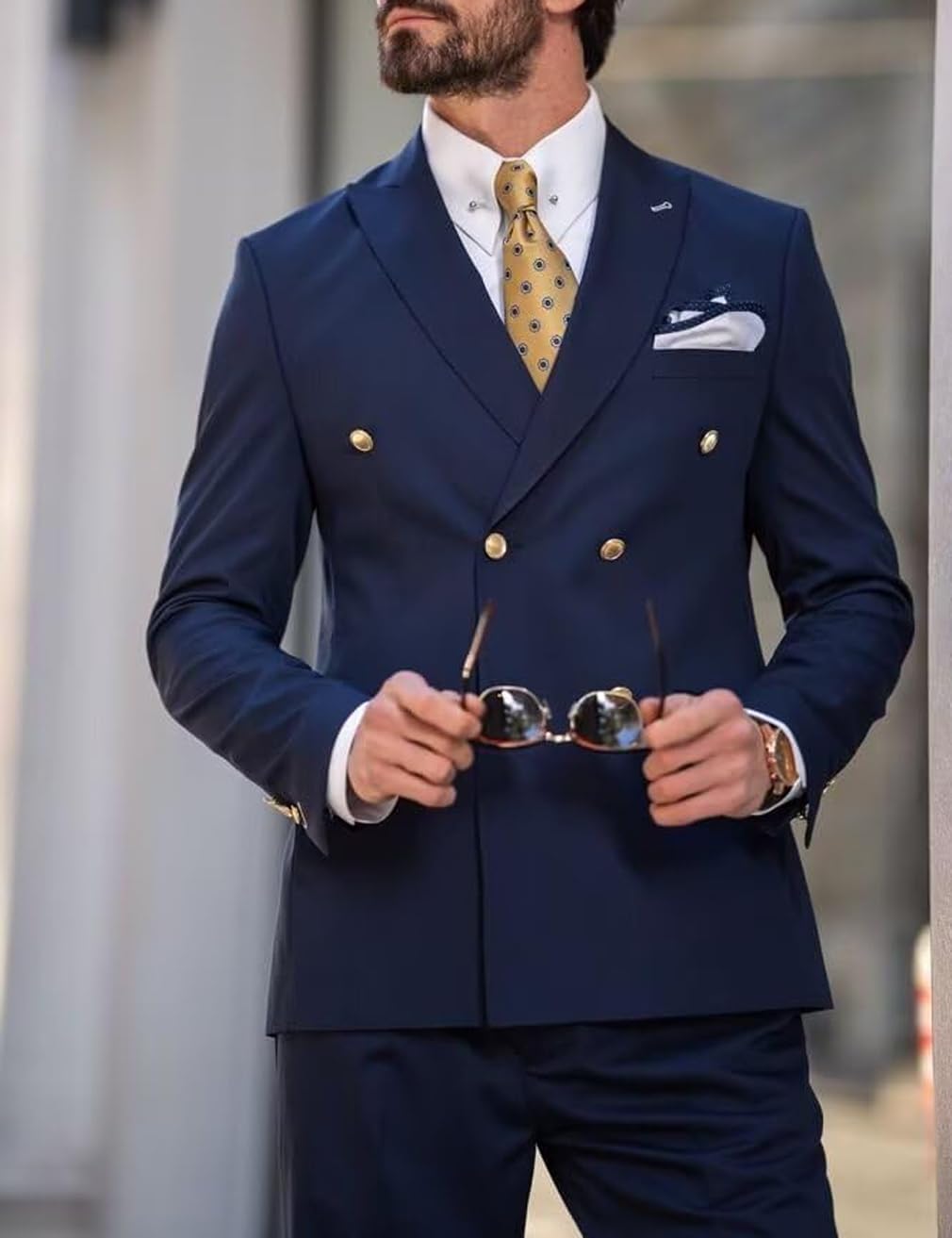 Set di 2 pantaloni blazer a doppio petto per uomo slim fit con risvolto a punta abito da smoking da sposa