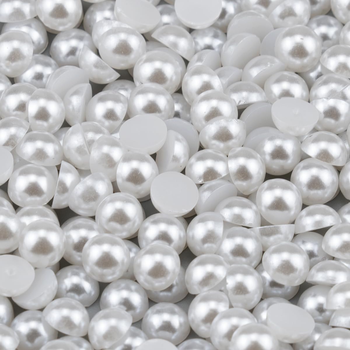 2000 Pieces 8mm Half Pearl for Crafts White Flatback Pearls Half Round Cabochon Pearl Imitation Jewels Resin Pearl Beads for DIY Accessory Making Art and Craft Projects