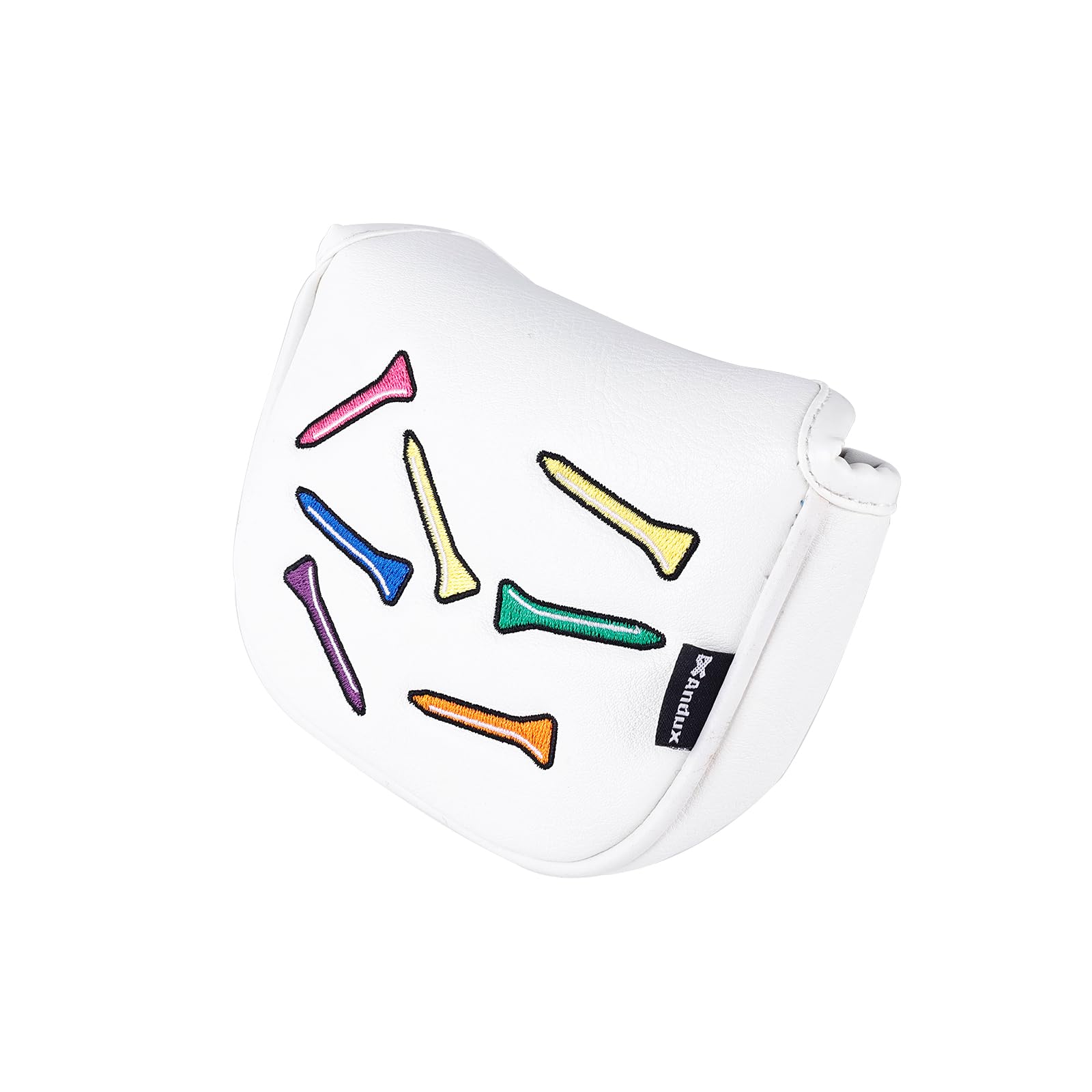 Andux Tee Pattern PU Golf Putter Head Covers with Magnetic Closure Square White