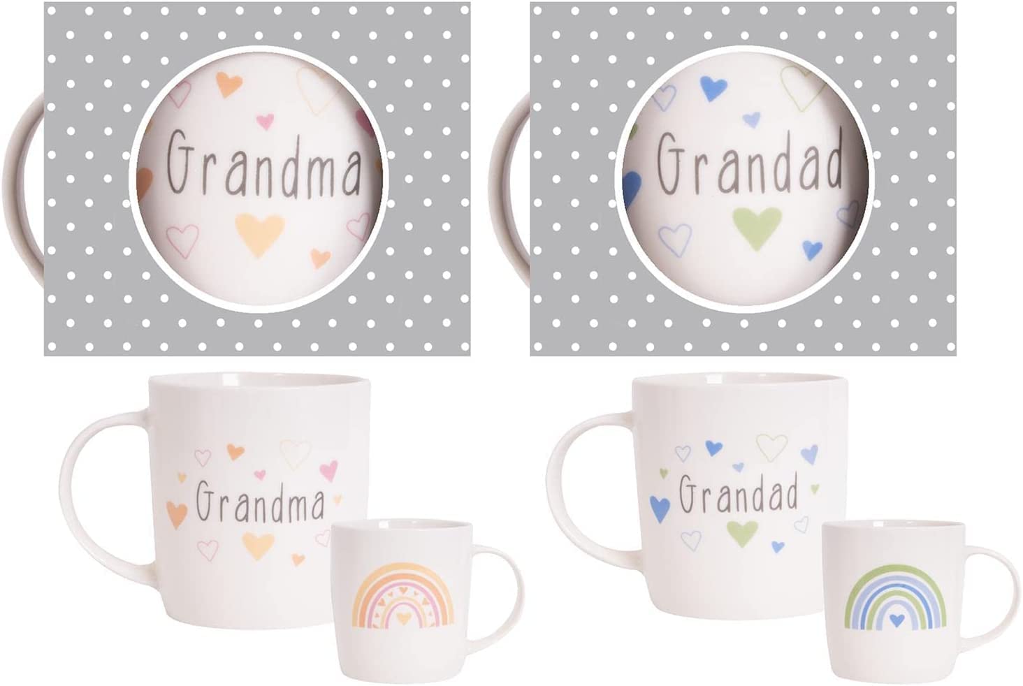 Grandma and Grandad Mugs Coffee Mugs for Best Grandparents, Grandma Grandad Gifts from Grandson, Granddaughter, Grandchildren, Christmas, Anniversary Day Presents, Mothers Fathers Cups Set